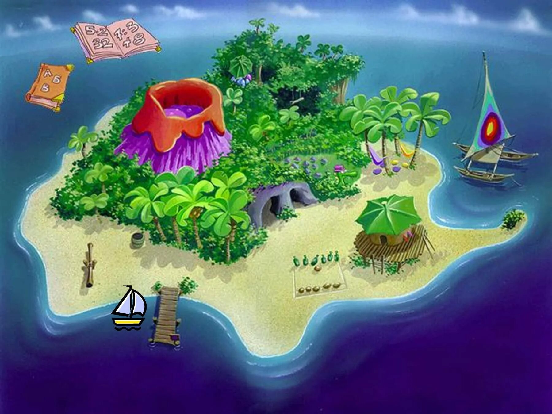 Сказочный остров. Остров для детей. Изображение острова для детей. Остров рисунок.