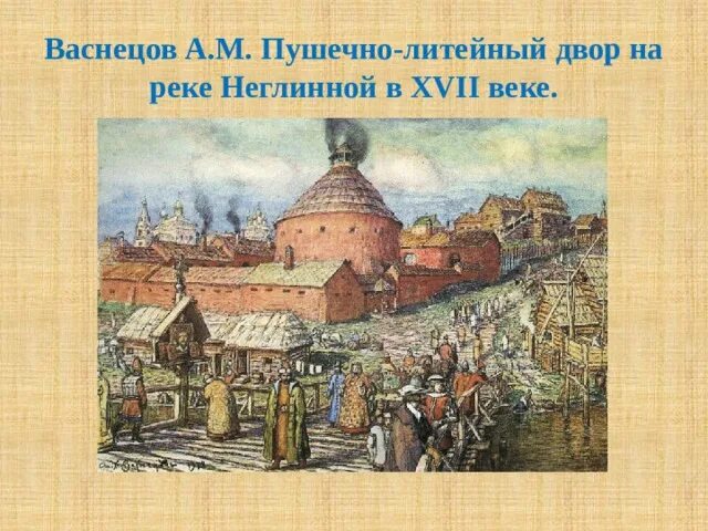 Экономика конца 18 века. Пушечно Литейный двор на реке Неглинной. Пушечно-Литейный двор в XVII веке Васнецов. Пушечно-Литейный двор на реке Неглинной в XVII веке. А.М,Васнецова « пушечно-Литейный двор на реке Неглинной».