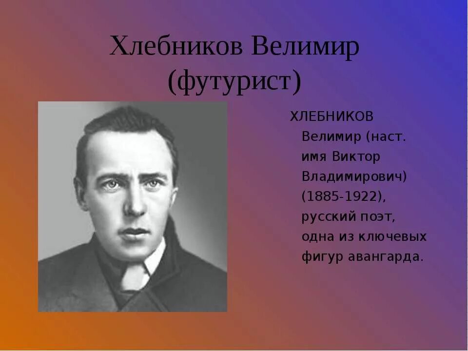 Писатели 20 г. Хлебников футурист серебряного века.