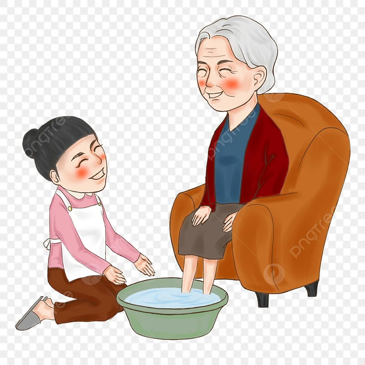 Мама моет бабушку. Уважение к пожилым. Дети помогают пожилым. Уважение старших иллюстрация. Помощь пожилым людям иллюстрации.
