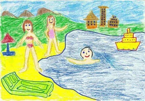 Лето 7 ru. Детские рисунки на тему лето. Рисуем лето с детьми. Рисунок на тему лета. Летние каникулы рисунок.