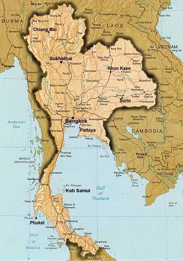 Карта Тайланда географическая. Карта Тайланда на русском языке географическая крупная. Географическое положение Тайланда на карте. Карта городов таиланда