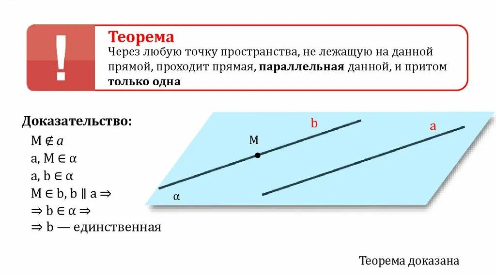 Теорема параллельные прямые через любую точку пространства. Через любую точку пространства не лежащую на данной прямой. Через любую точку пространства проходит прямая параллельная данной. Теорема через любую точку пространства не лежащую на данной прямой.