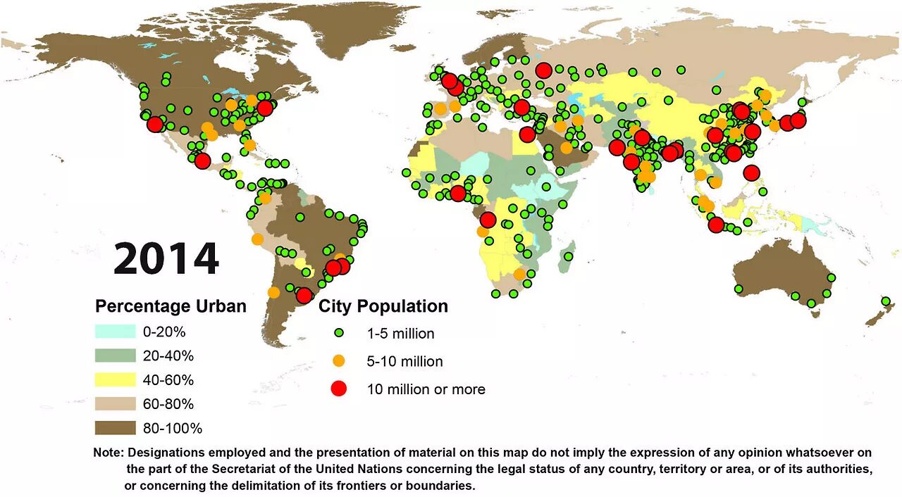 City population Map. World in 2030. Global urbanization. United Nations, World urbanization. City population country