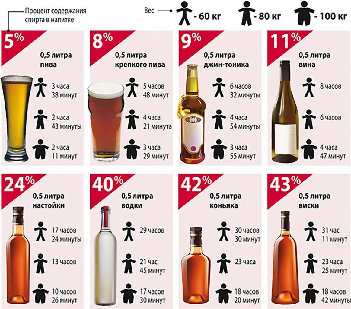 Алкоголь выветривается из организма таблица. Сколько спирта в вине бутылка