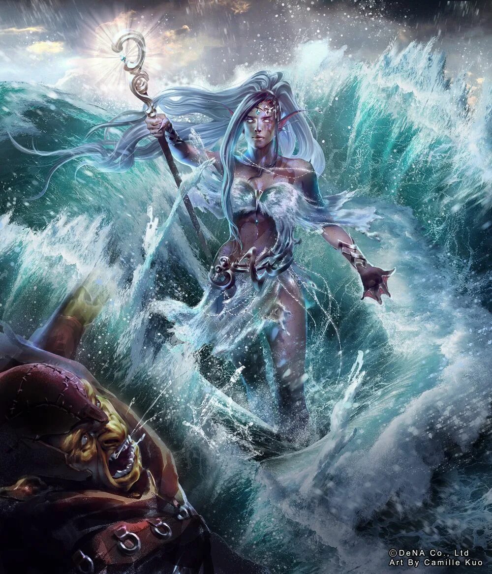 Волшебница вода. Морской эльф днд арт. Море маг. Magic the gathering throne of eldrine. Девушка волшебница фэнтези.