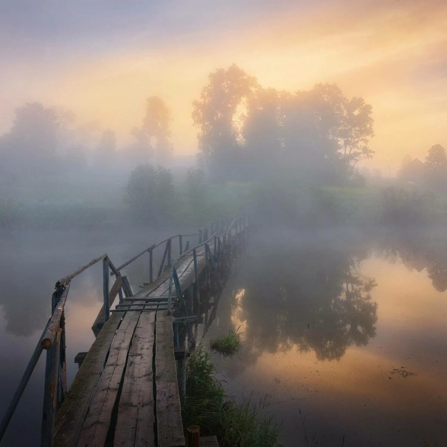 Не вблизи не вдали. Утренний туман. Пейзаж туман. Туманное утро на реке.