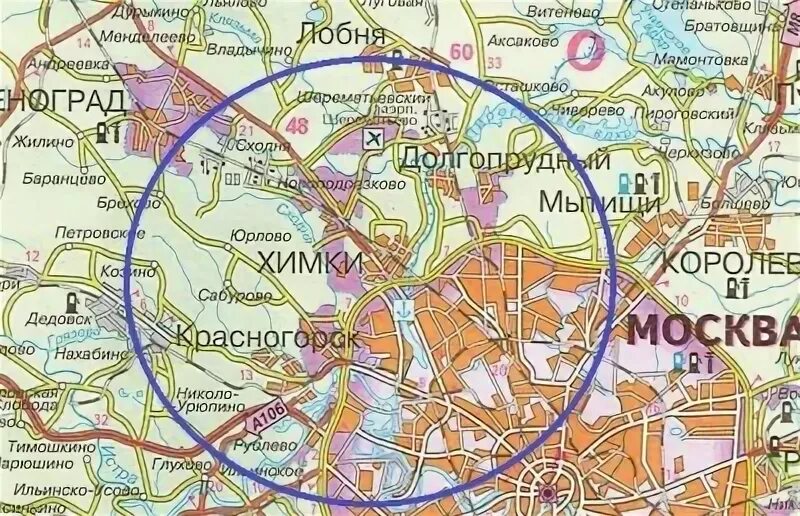 Химки и красногорск на карте