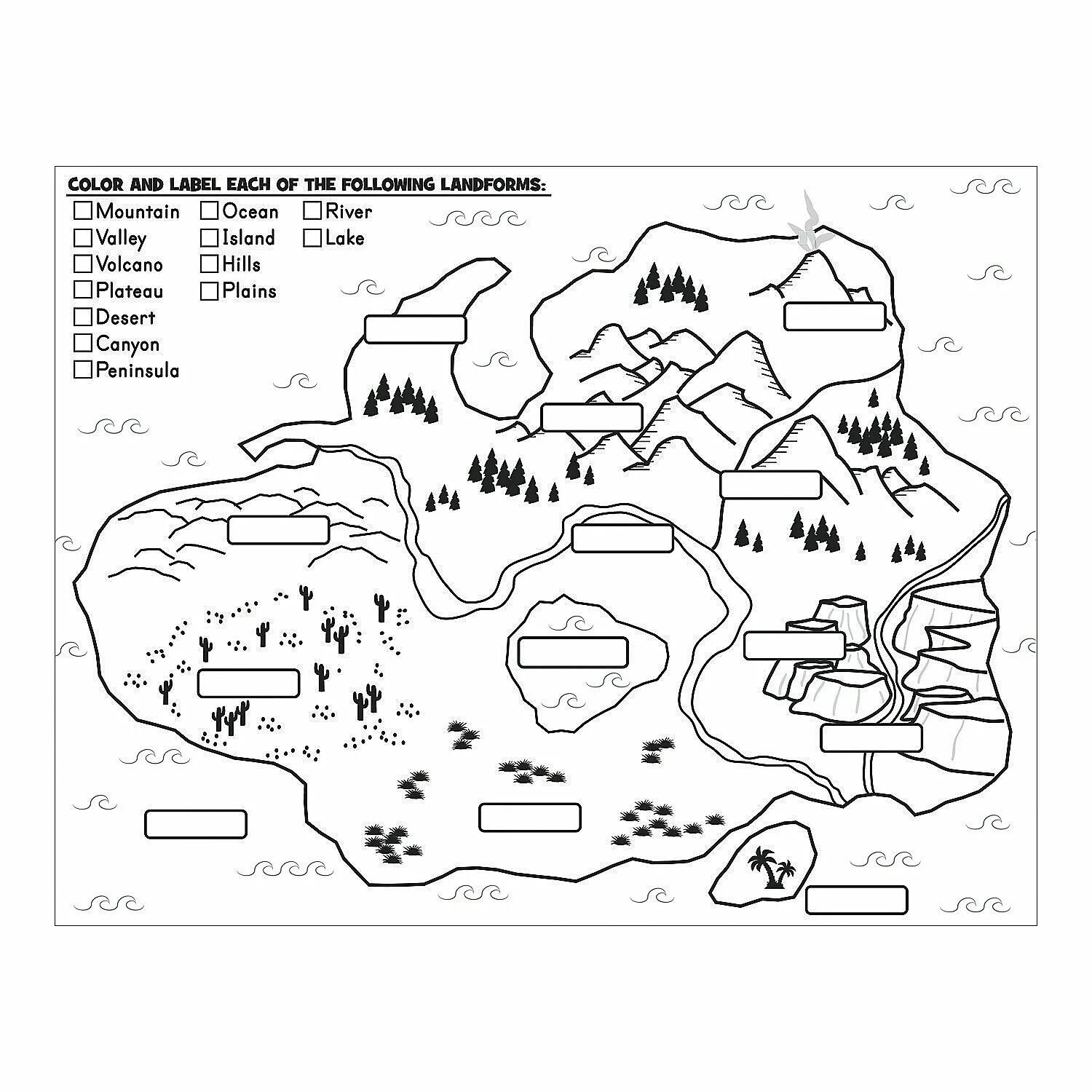 Карта сокровищ. Детская географическая карта с островами. Карта сокровищ раскраска. Map Worksheets for Kids. And island which parts