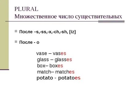 Множественная форма potato