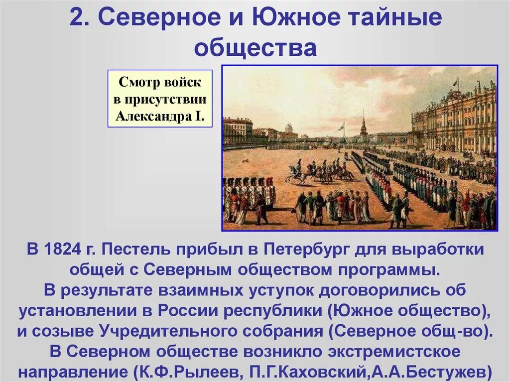 Декабристы Северное и Южное общество. Движение Декабристов Северное общество. Северное тайное общество Декабристов. Южное тайное общество Декабристов.