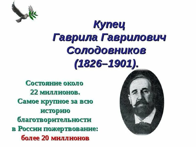 Сообщение о выдающемся благотворителе. Сообщение о выдающемся благотворителе