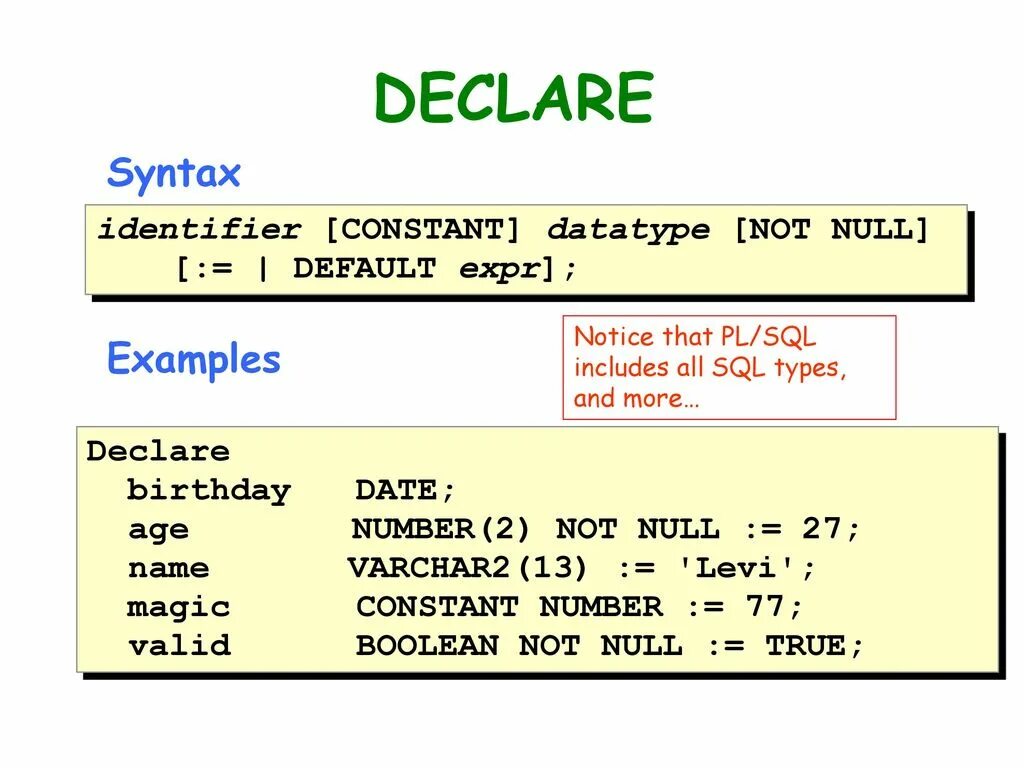 Magic constant. Psql declare примеры. Типы данных SQL фото цена оплата имя адрес.