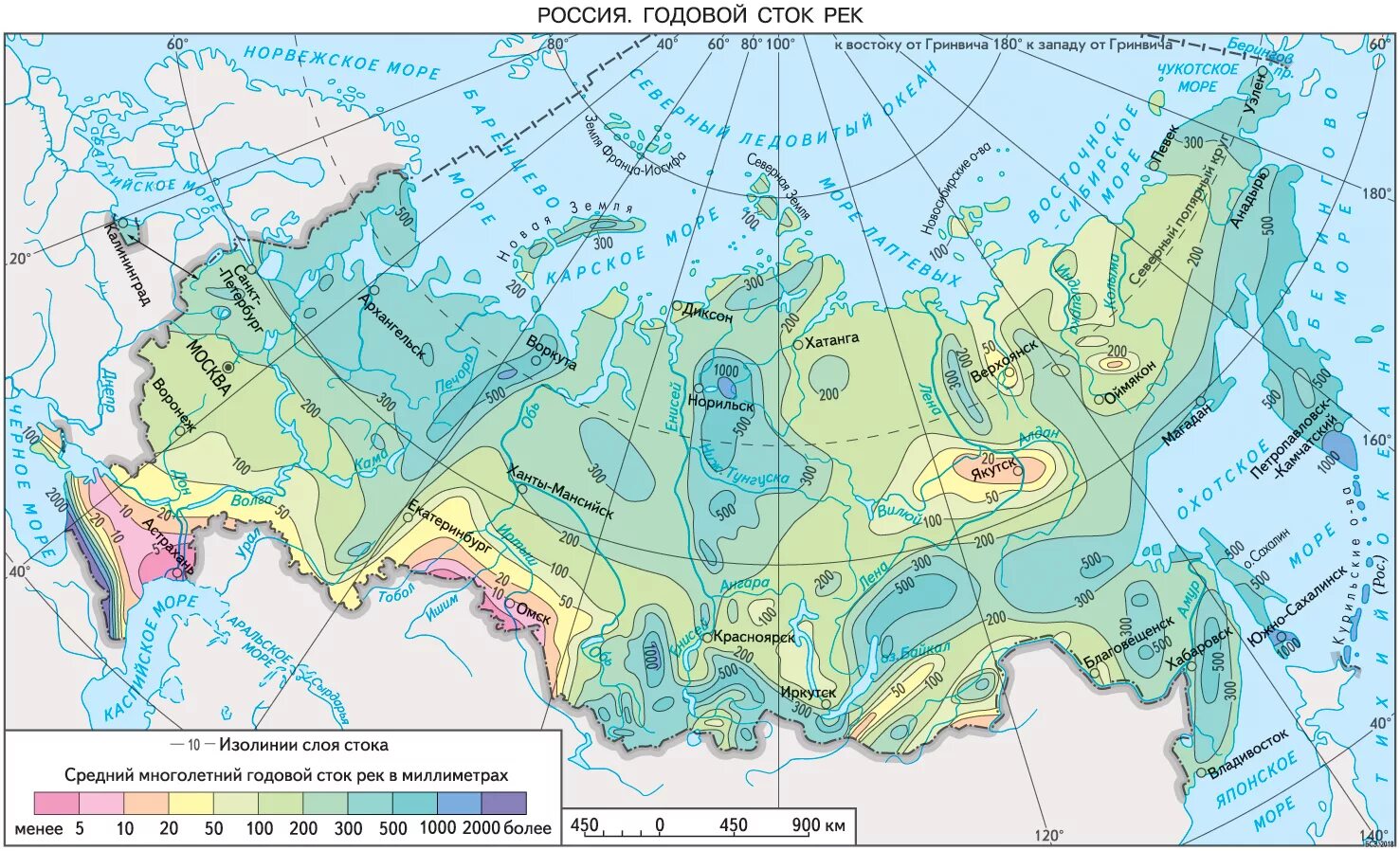 Карта стока рек