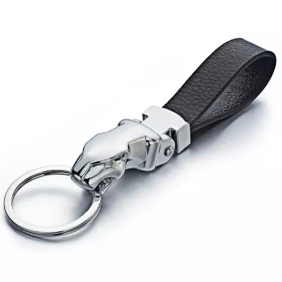 Купить брелок для авто. Брелок Jaguar Leaper Keyring, Rhodium Silver, 2018, артикул jdkr927sla. Брелок для ключей Ягуар. Брелок автомобильный кожаный. Кожаные брелки для автомобиля.