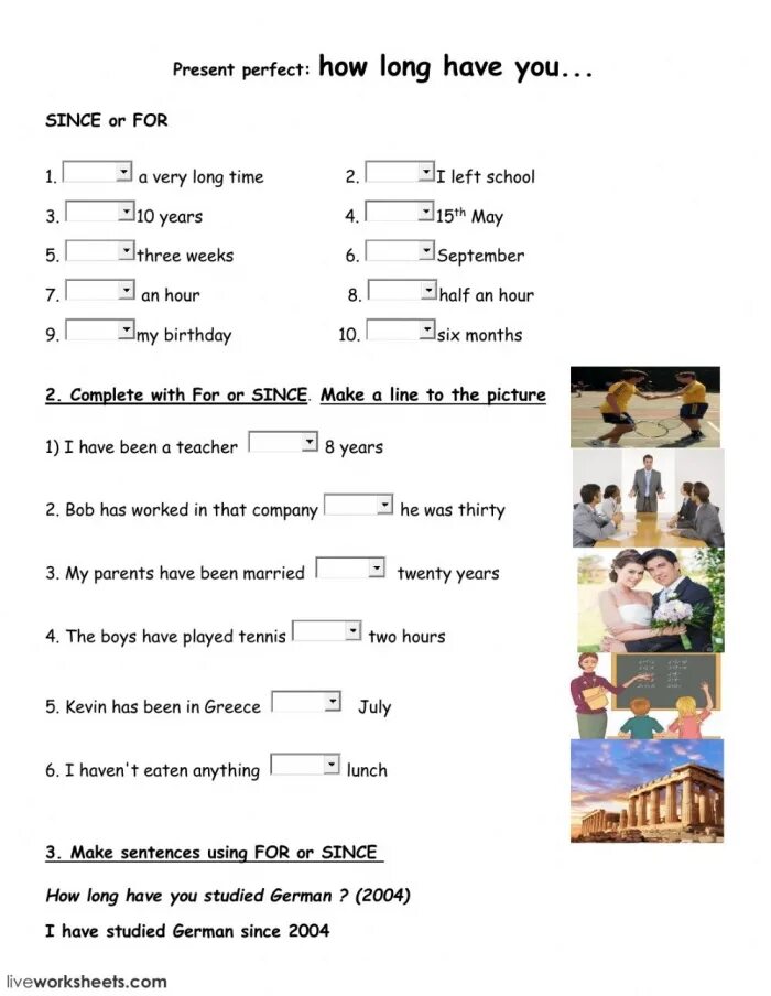 For since упражнения. Present perfect since for упражнения. Present perfect упражнения 5 класс Worksheets. Present perfect упражнения 7. How long have you been living