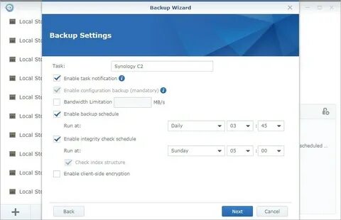 Backup setting