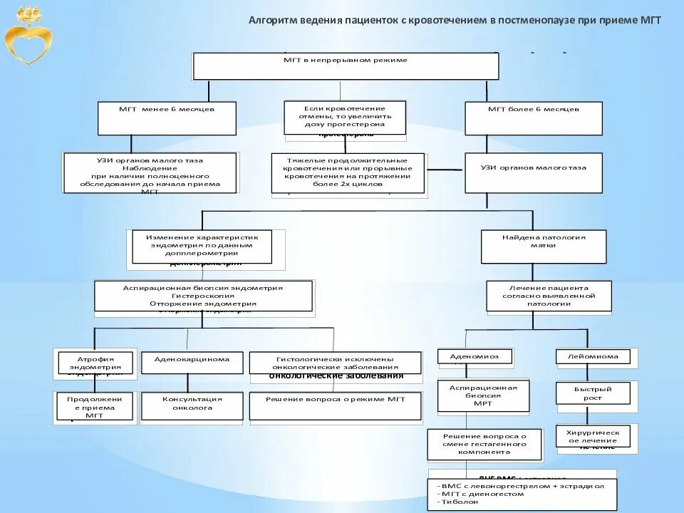 Алгоритмы ведения пациенток с АМК В постменопаузе. Алгоритм ведения пациенток с СПКЯ. Алгоритм ведения пациенток с ИЦН. Кровотечения в постменопаузе.