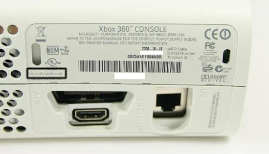 Как узнать какой xbox. Икс бокс 360 задняя панель. Xbox 360 fat разъемы. Дата выпуска Xbox 360 e. Пломба на Xbox 360 fat.