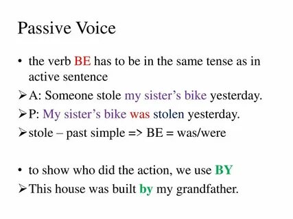 Passive voice yesterday