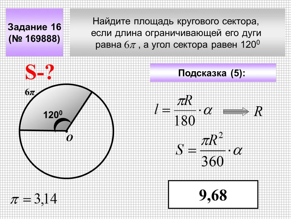 Формула задачи окружности