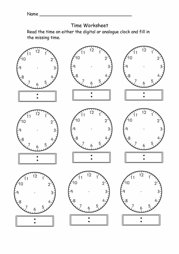 Telling the time worksheet