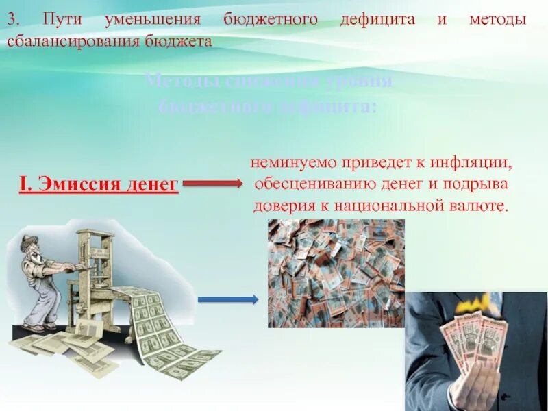 Снижению дефицита государственного бюджета
