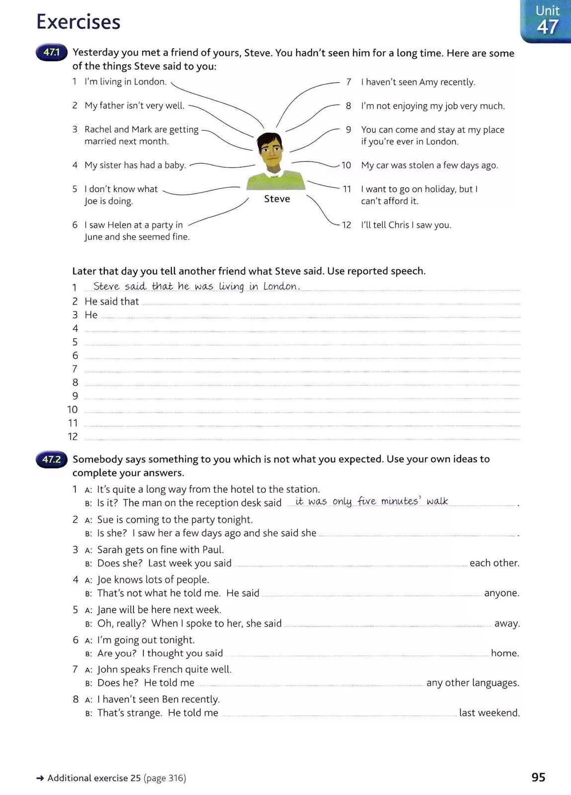 Speech unit. Exercises Unit 47 ответы. Reported Speech Unit 47 ответы. Unit reported Speech. Exercises Unit 47 47.1.