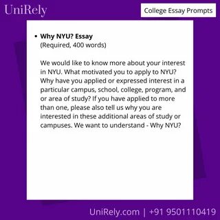 Check out the Supplement Essay Questions for #NewYorkUniversity (NYU)
