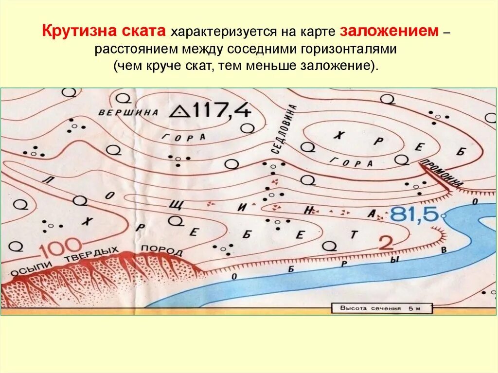 Как называется расстояние по горизонтали. Заложение между горизонталями. военная топография. расстояние между соседними горизонталями. заложение горизонталей это.