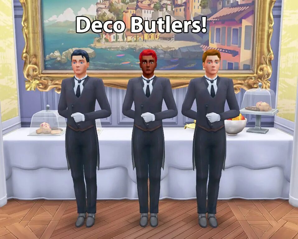 Как нанять дворецкого в симс. Симс 4 дворецкий. sims butler. симс 4 слуги деко. стив батлер симс 4.