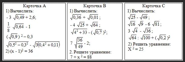 Квадратные корни видеоурок 8 класс