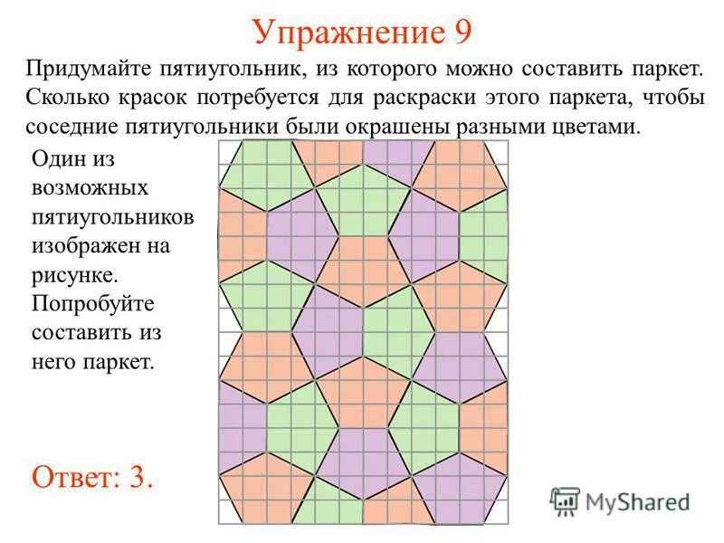 Вырезал из бумаги несколько пятиугольников и семиугольников. Паркет из пятиугольников. Паркеты в математике. Придумать свой паркет из многоугольников. Математические мозаики паркеты.