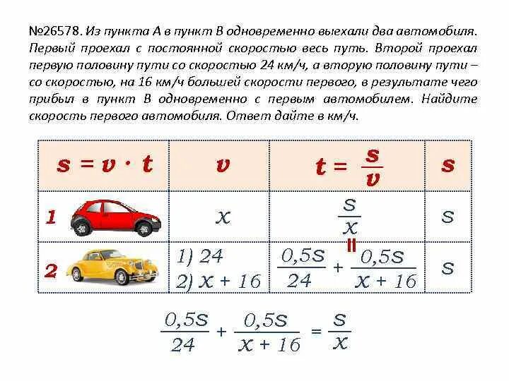 Начальная скорость автомобиля. Из пункта а в пункт б одновременно выехали 2 автомобиля первый. Скорость 2 автомобиля. Решение задач выехали два автомобиля.