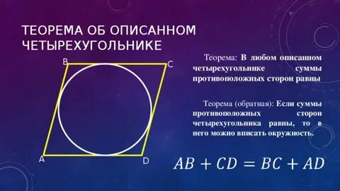 В любом описанном около окружности четырехугольнике