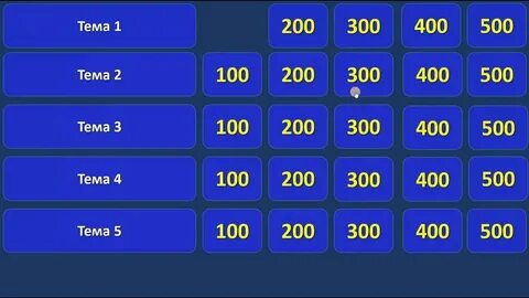 Шаблон викторины своя игра