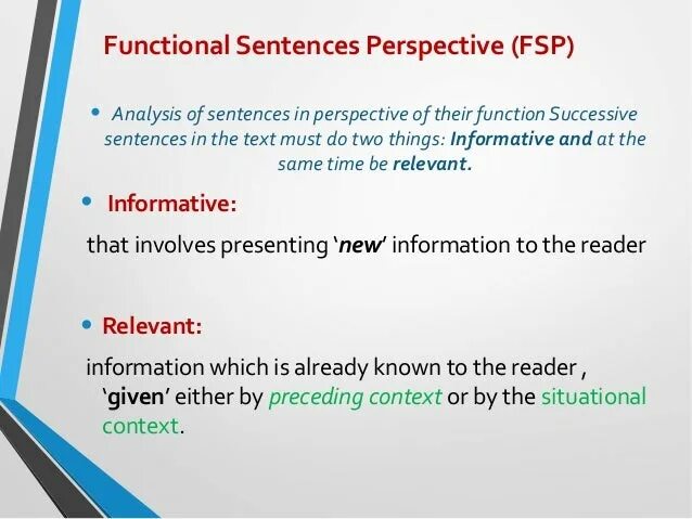 Sentence functions. Functional sentence perspective.
