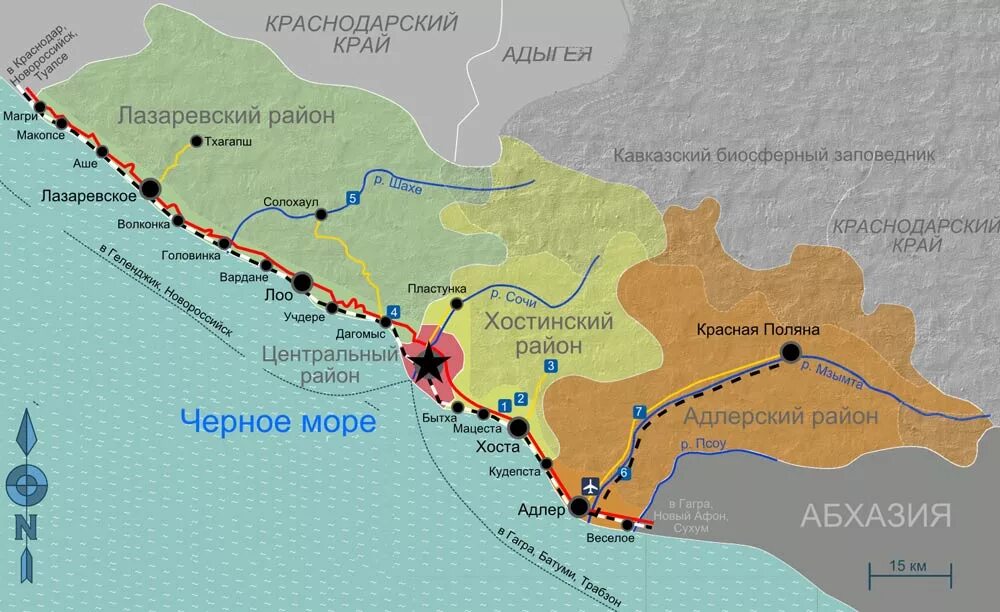 Краснодарский край где теплее. Карта Черноморского побережья Краснодарского края Магри. Районы Сочи. Карта Сочи с районами. Сочинский район на карте Черноморского побережья.