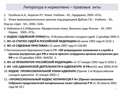 Список литературы профессиональной этики
