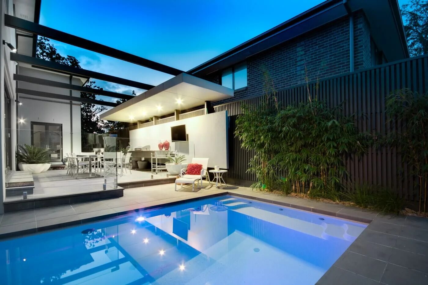 Small swimming Pool. Courtyard swimming Pool. Plunge Pool. Australian Backyard with Pool. Pool now