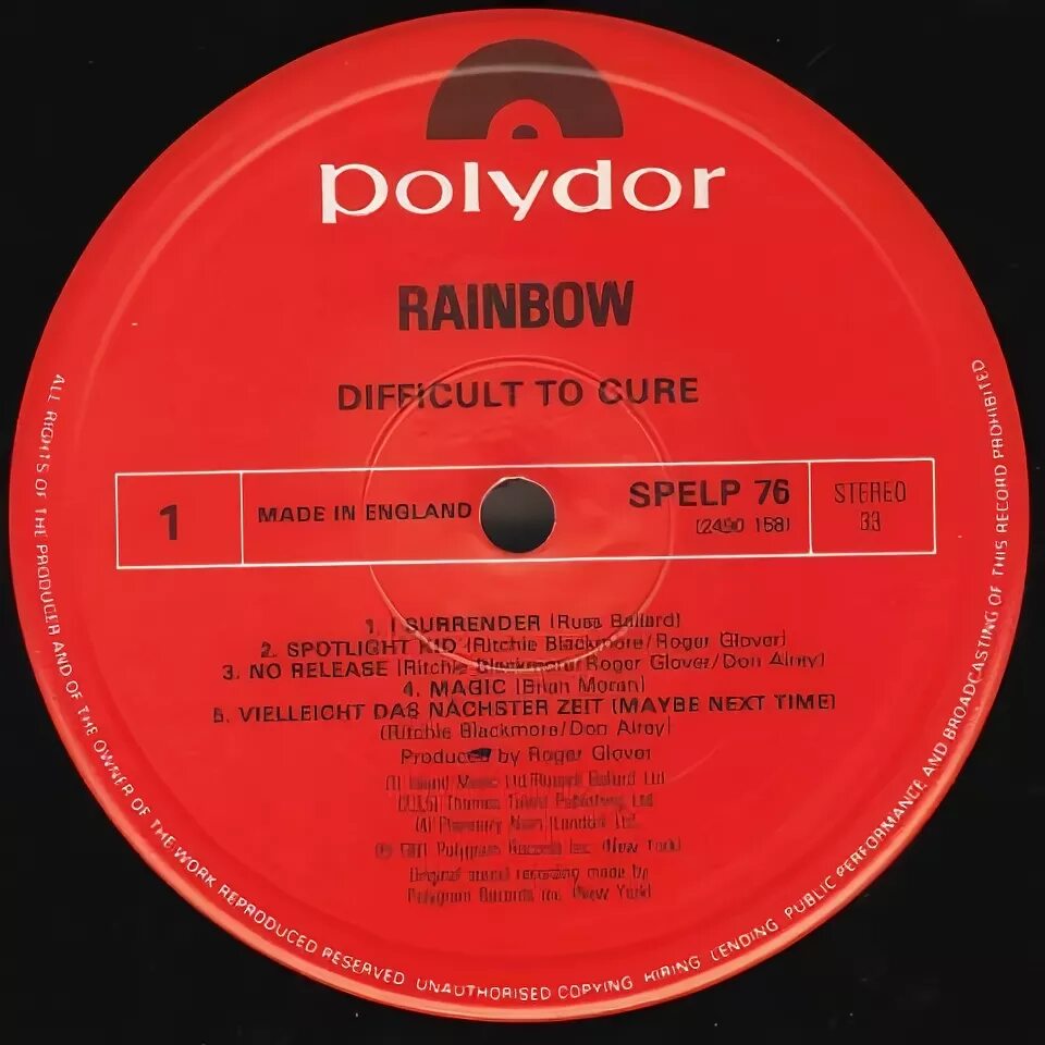Rainbow 1981. Rainbow difficult to Cure 1981 обложка.