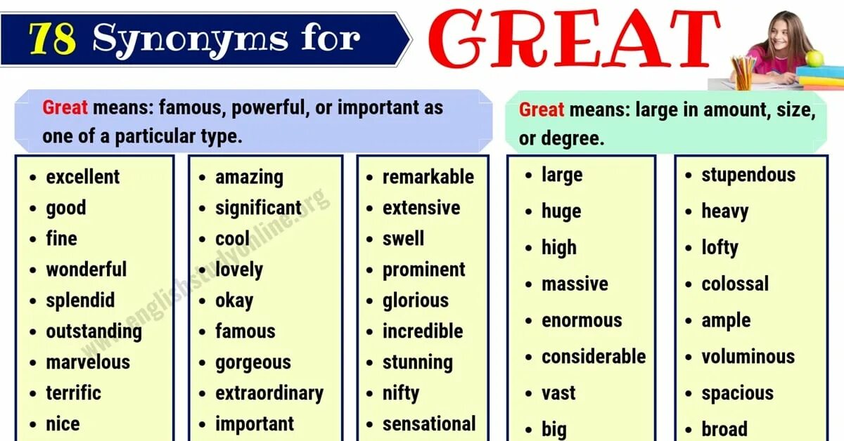 Interest synonyms. Great synonyms. Great синонимы. Синонимы к слову good. Красивый синонимы на английском.