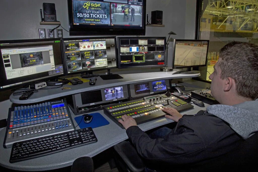 Broadcasting programmes. Broadcast pix. Production program. Canadore\. Live Broadcast Room.