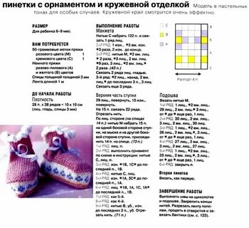 Как вязать спицами пинетки схема для начинающих