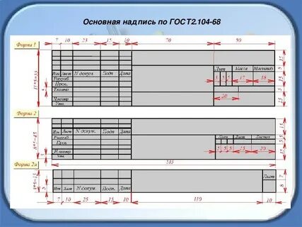Формы основной надписи на чертежах