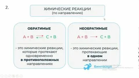 Обратимость химических реакций 9 класс