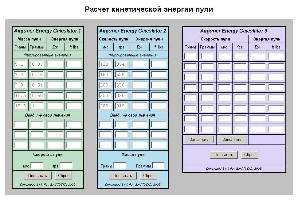 Подбор калькулятора по параметрам