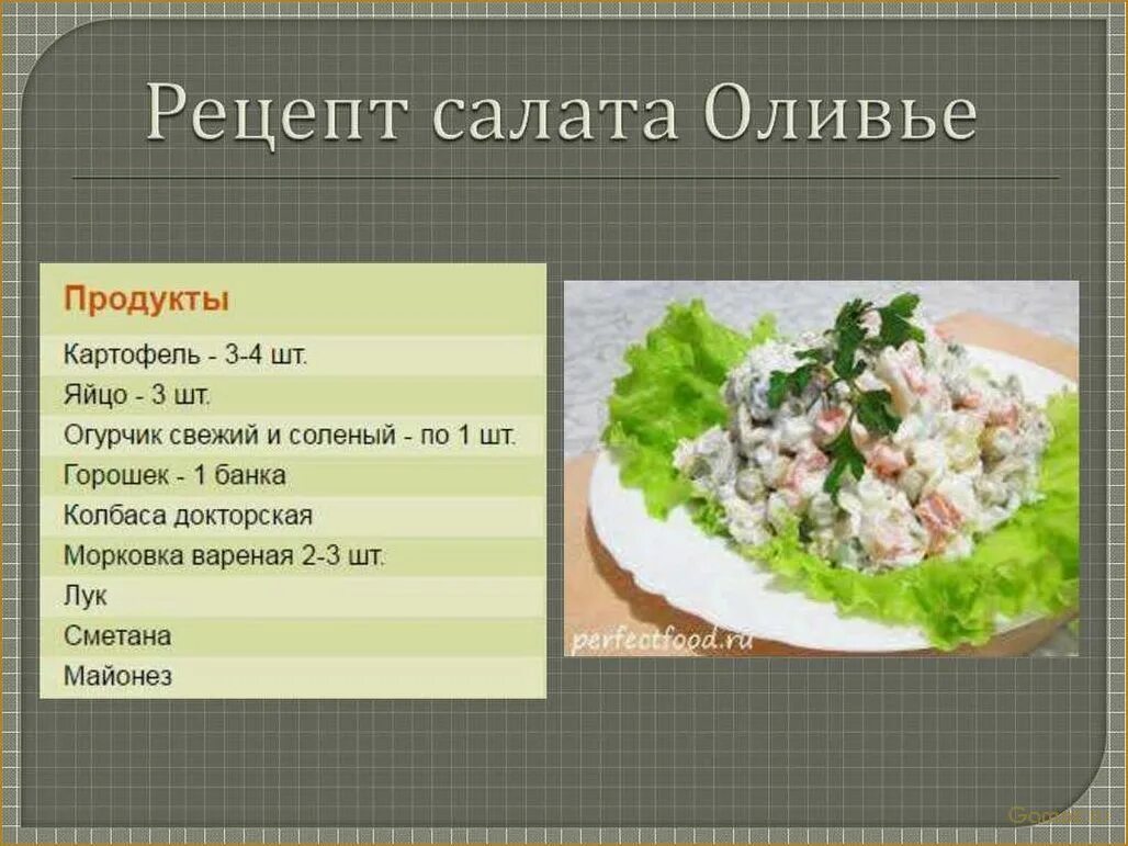 Оливье сколько картофеля. Рецепты салатов. Состав салата Оливье. Рецепты салатов в картинках. Рецепт приготовления салата Оливье.