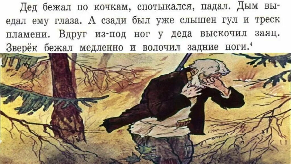 Заяц спас деда лариона. Дед бежал по кочкам спотыкался. изложение 4 класс. изложение про деда лариона и зайца 4 класс.