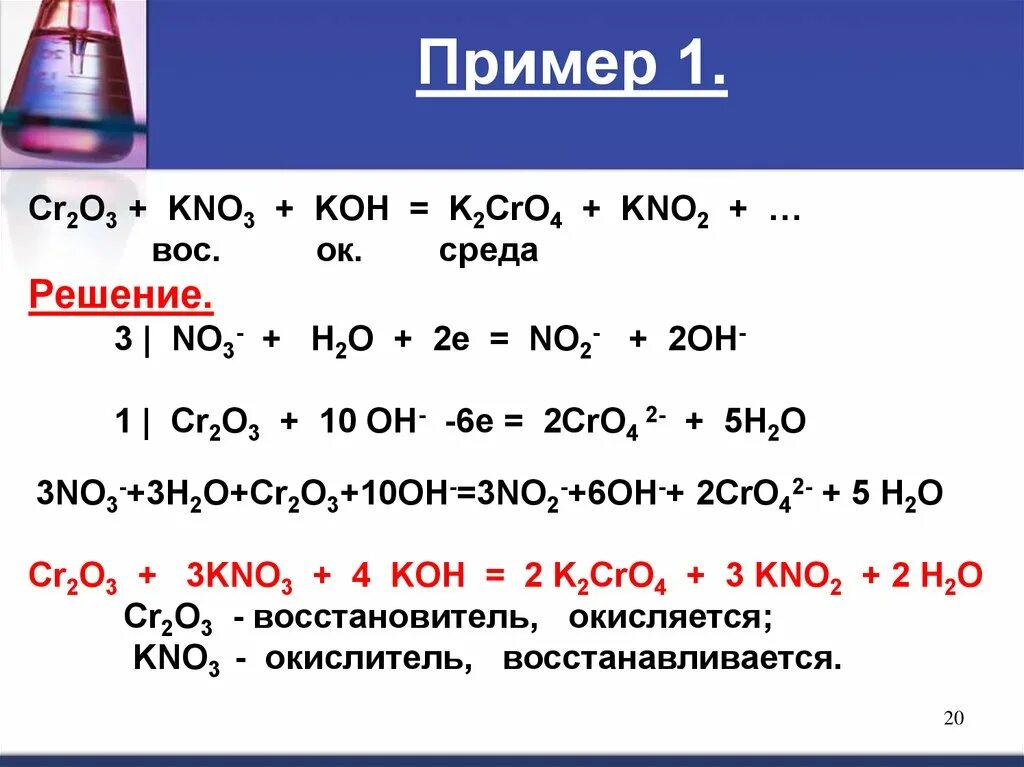 K cr реакция. Cr2o3 kno3 Koh. Cr2o3 kno3 Koh k2cro4 kno2 h2o ОВР. Cr2o3 Koh nano3. Cr2o3 kno3 Koh k2cro4 kno2 ионный метод.